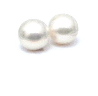 White 7.5-8mm Half Drilled Round Pairs